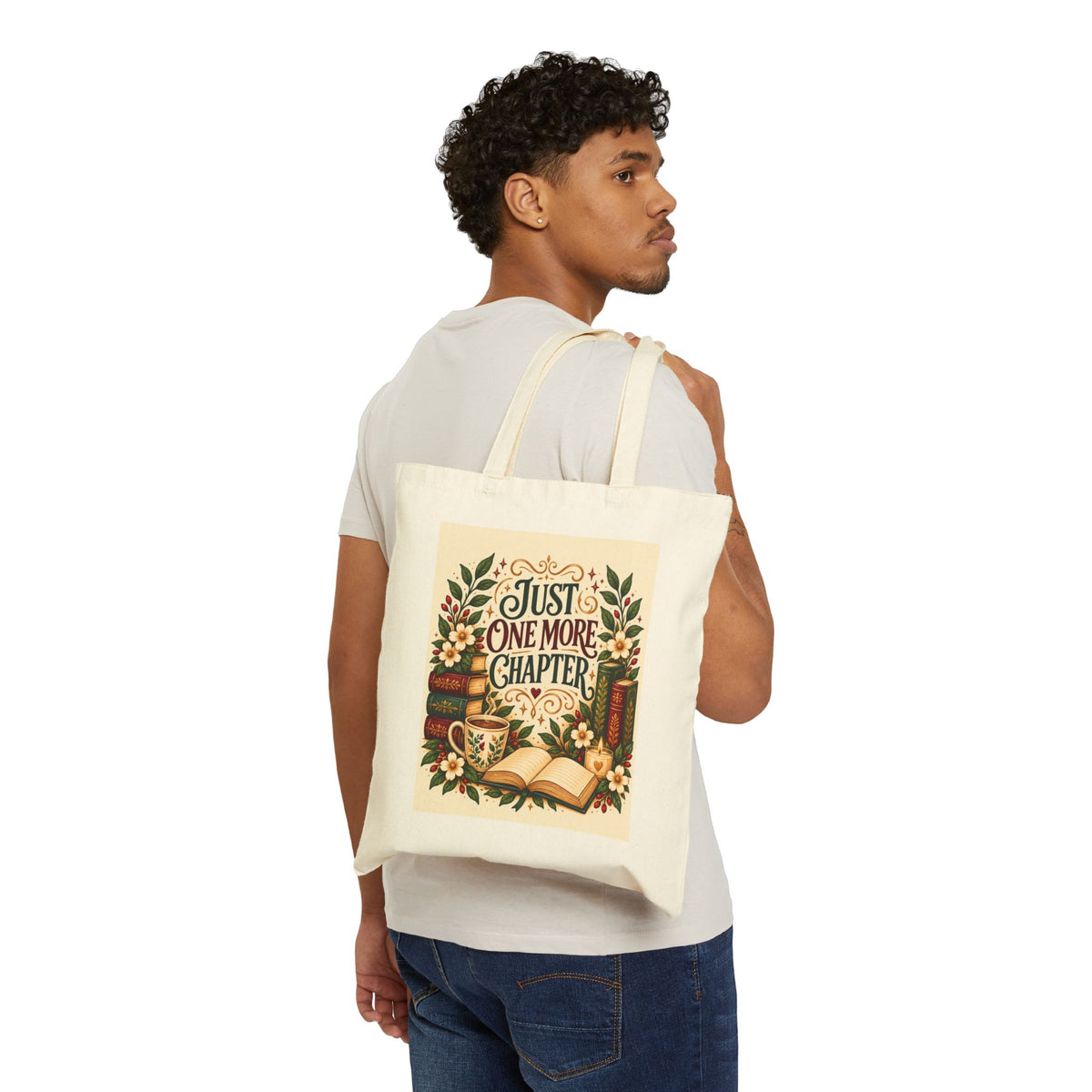 Just One More Chapter Tote Bag, Book Lover Gift, Bookish Tote, Reader Gift, Literary Gift, Bookworm Bag, Reading Gift