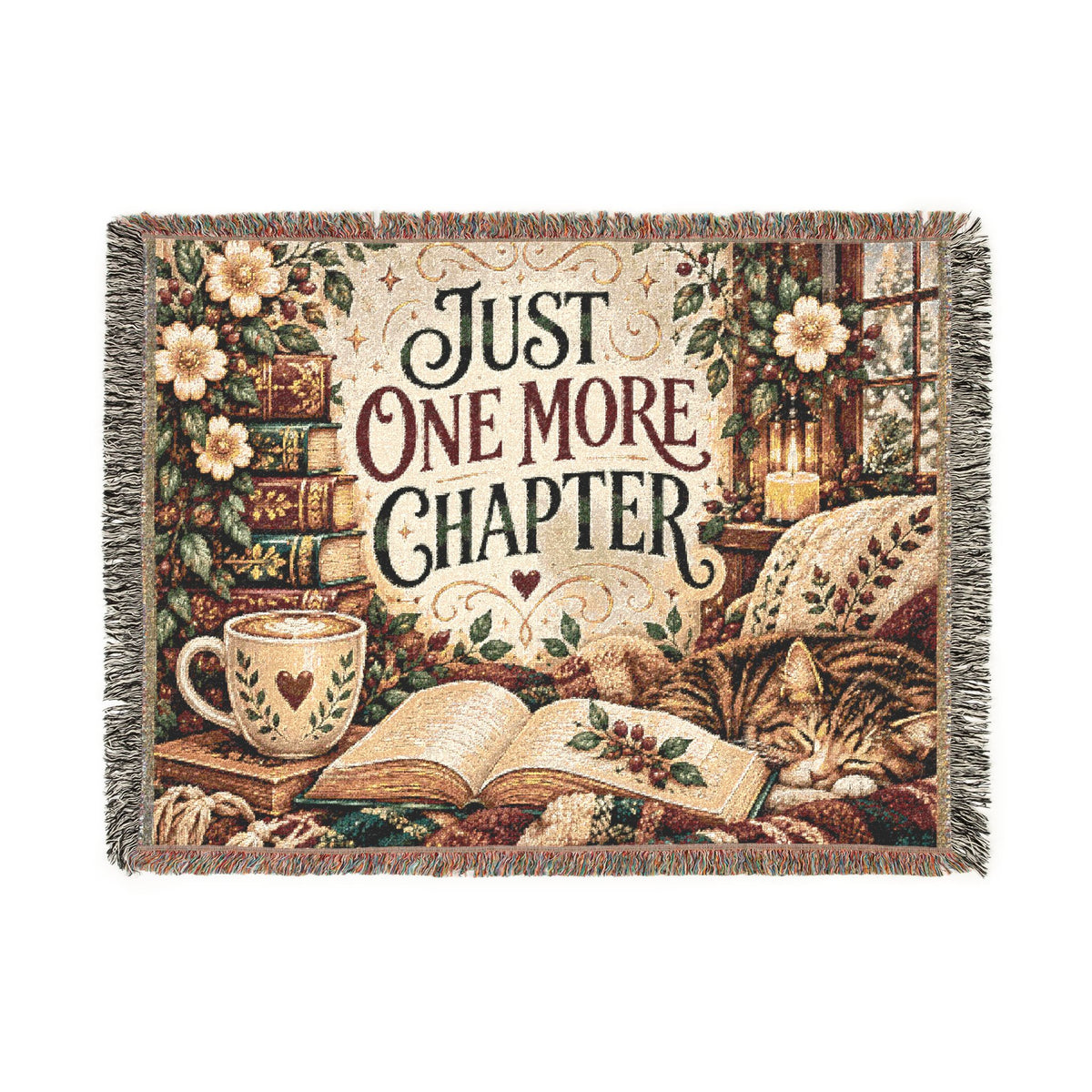 Just One More Chapter Blanket, Book Lover Gift, Bookish Throw Blanket, Reader Gift, Cozy Reading Blanket, Literary Gift, Bookworm Gift