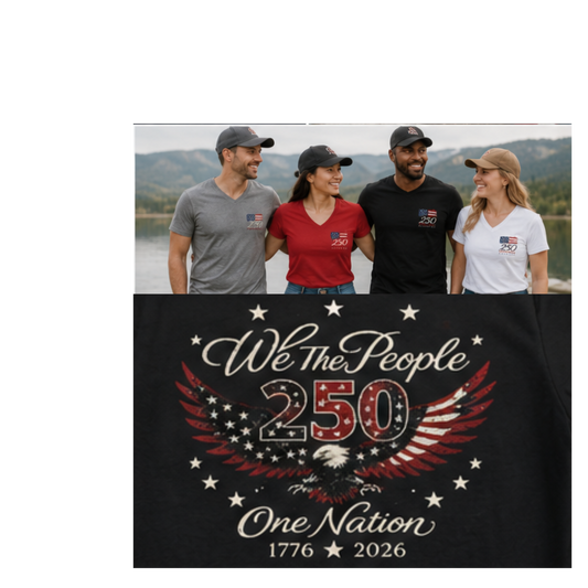 We The People 250 Anniversary V-Neck Tee — 1776–2026 Patriotic USA Celebration Shirt