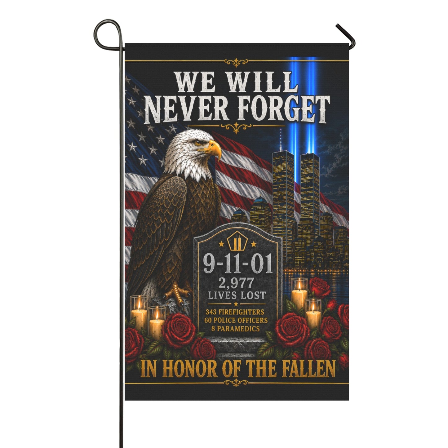 We Will Never Forget 9/11 Garden Flag | In Honor of the Fallen 36x60 inch(Made in USA)