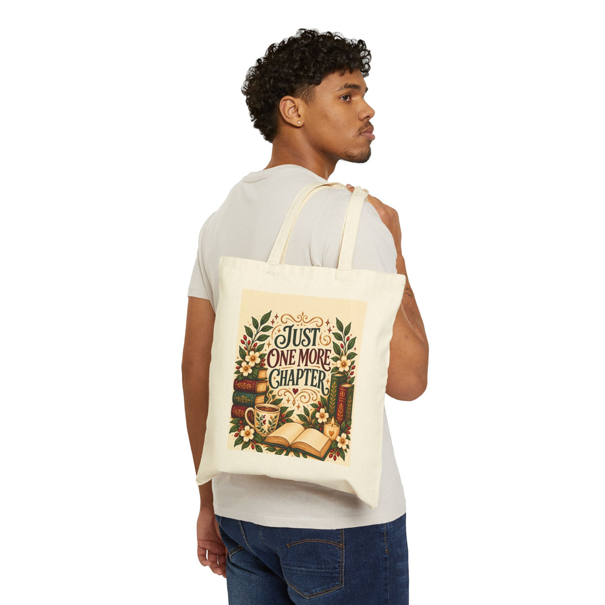 Just One More Chapter Tote Bag, Book Lover Gift, Bookish Tote, Reader Gift, Literary Gift, Bookworm Bag, Reading Gift