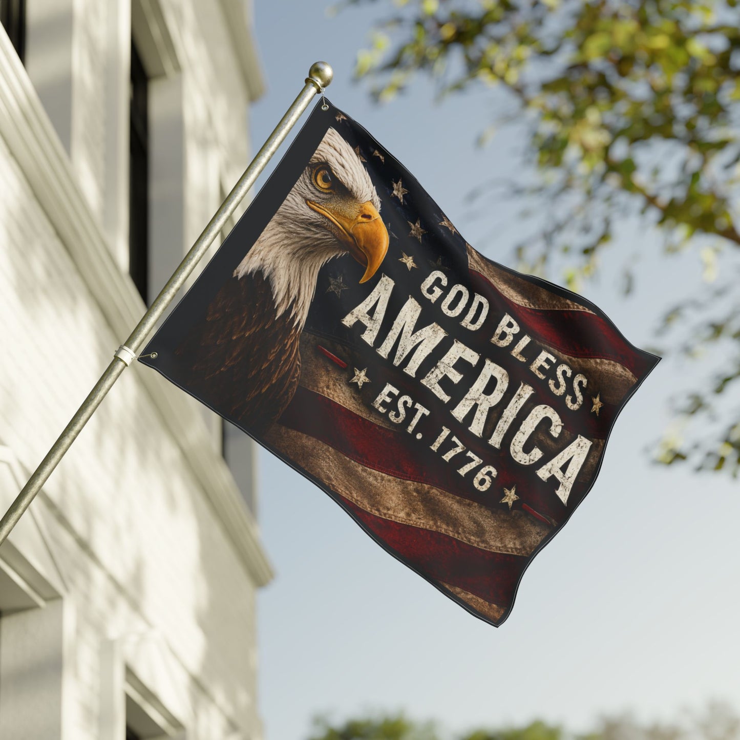 God Bless America Wall Flag – Est. 1776 Patriotic Eagle Flag