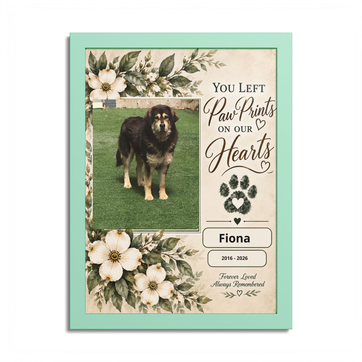 Personalized Pet Memorial Wall Art – Custom Dog or Cat Portrait, Pet Name & Dates, In Loving Memory Gift
