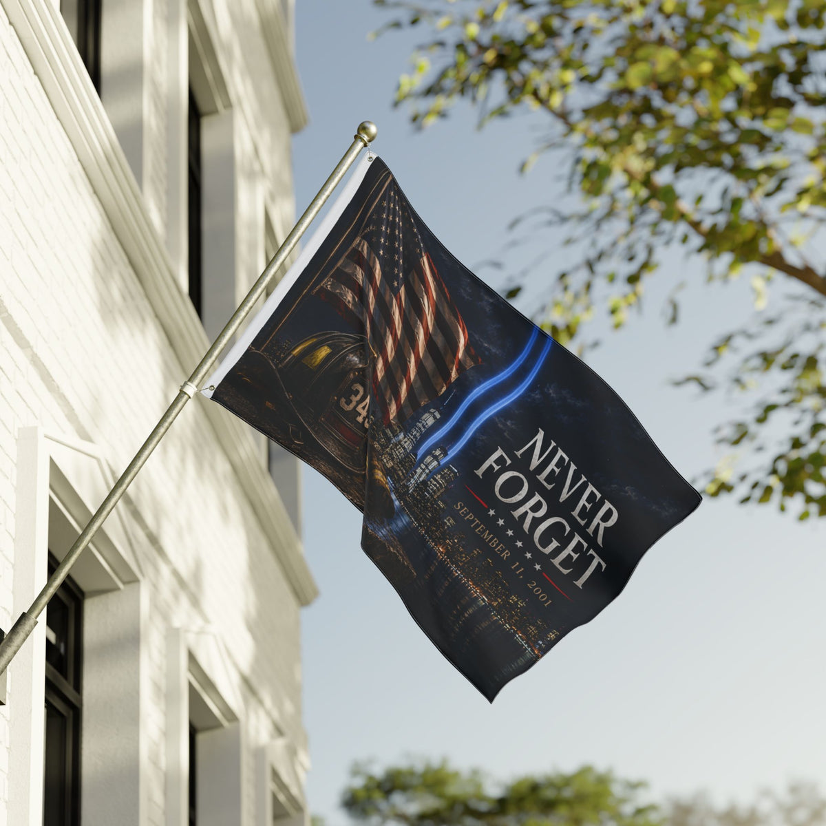 Never Forget 9/11 Memorial Flag — Double-Sided Tribute Garden & Outdoor Flag