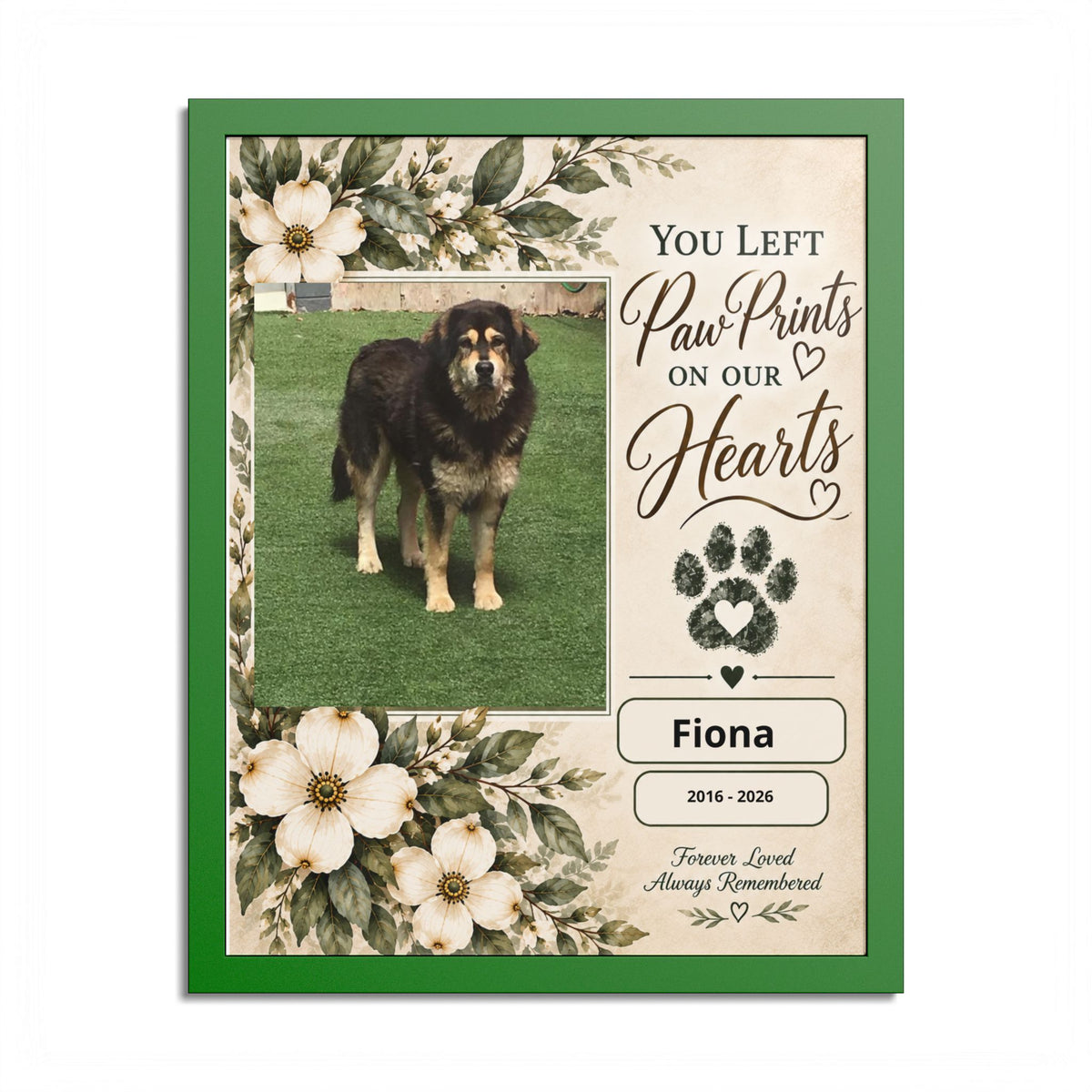 Personalized Pet Memorial Wall Art – Custom Dog or Cat Portrait, Pet Name & Dates, In Loving Memory Gift