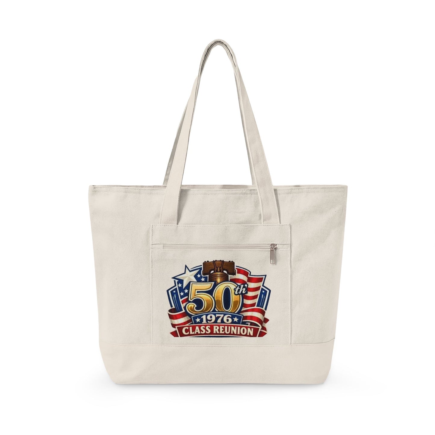 50th Class Reunion Tote Bag - 1976 Patriotic Canvas Zippered Tote
