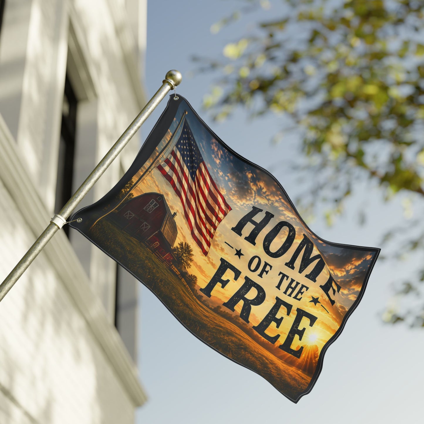 Patriotic "Home of the Free" Double-Sided Flag