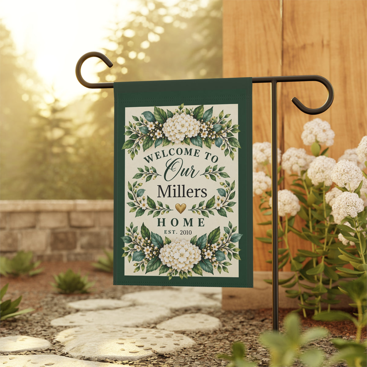 Personalized Family Name Garden Flag – Custom Last Name Welcome Home Flag, Farmhouse Porch Decor, Personalized Outdoor House Flag