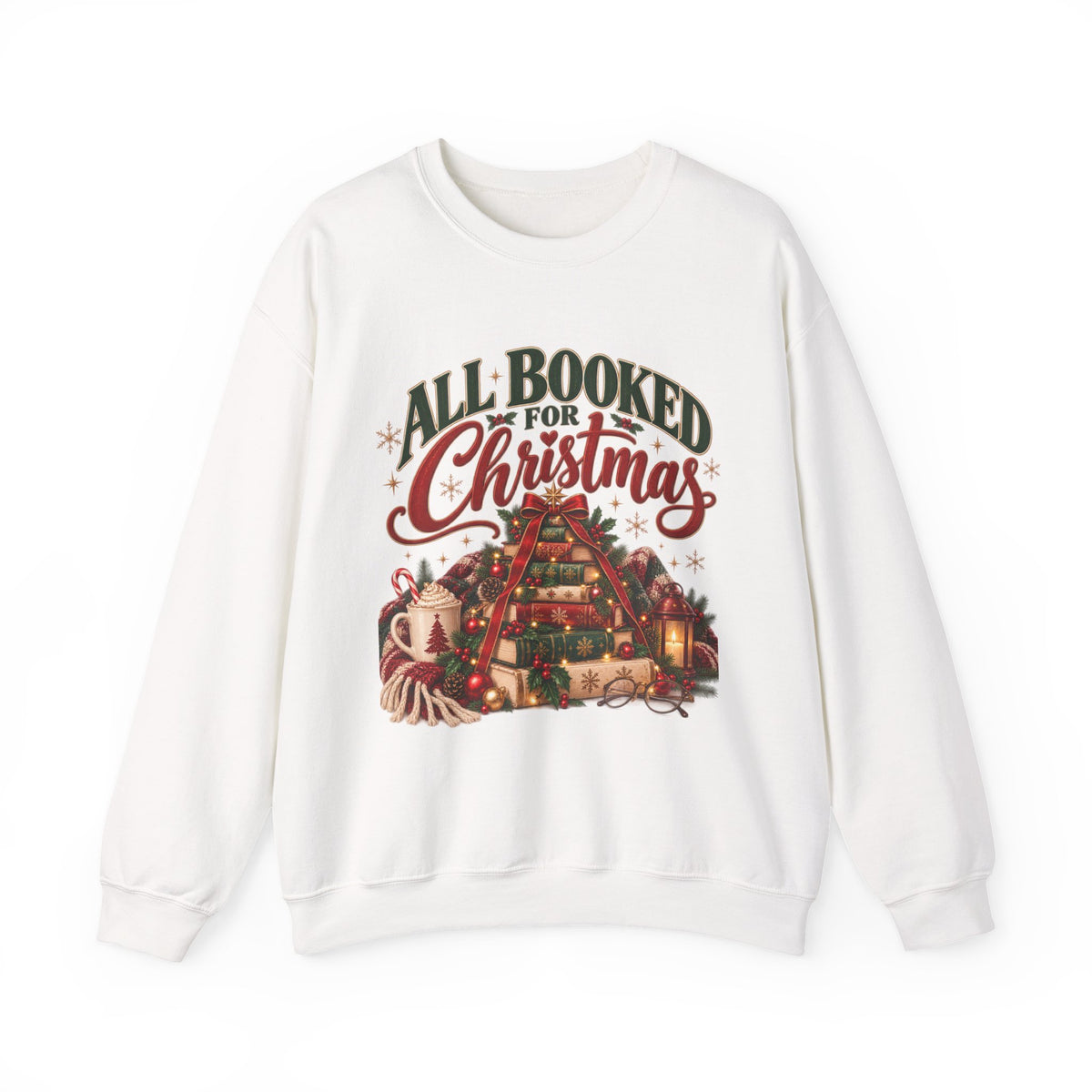 All Booked for Christmas Sweatshirt, Book Lover Christmas Sweatshirt, Bookish Christmas Gift, Reader Gift, Cozy Bookworm Pullover