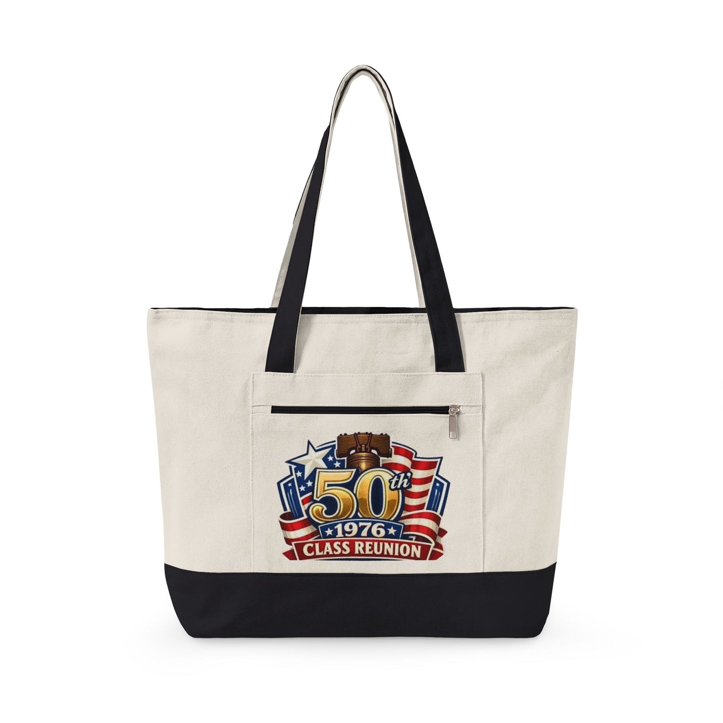 50th Class Reunion Tote Bag - 1976 Patriotic Canvas Zippered Tote