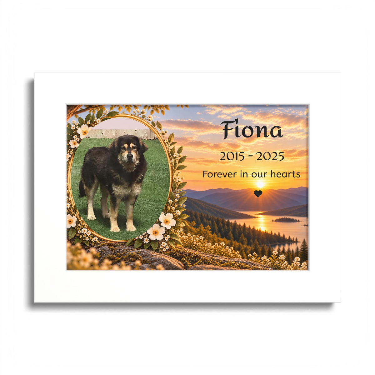 Pet Memorial Poster — Custom Name & Dates (“Forever in our hearts”)