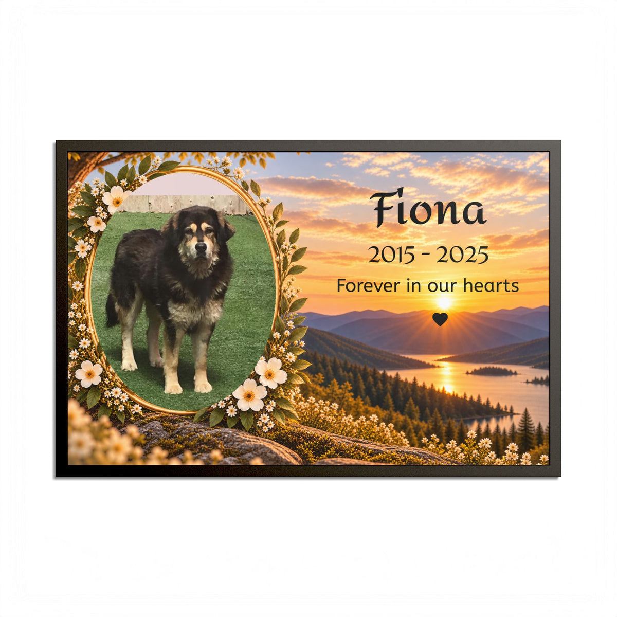 Pet Memorial Poster — Custom Name & Dates (“Forever in our hearts”)