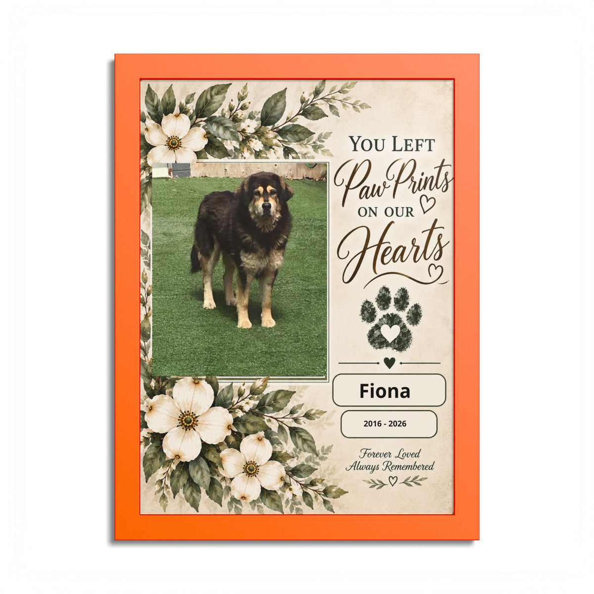Personalized Pet Memorial Wall Art – Custom Dog or Cat Portrait, Pet Name & Dates, In Loving Memory Gift
