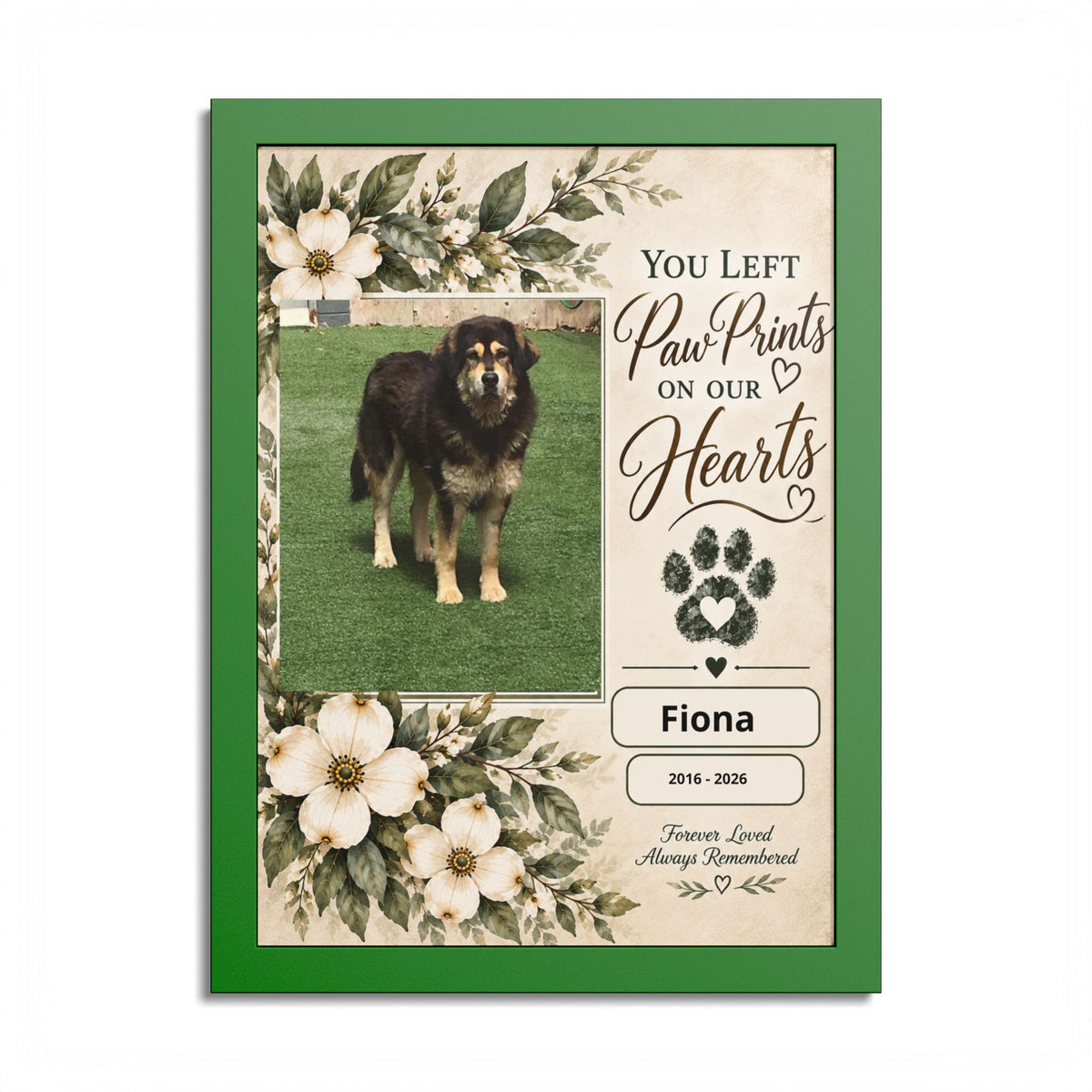 Personalized Pet Memorial Wall Art – Custom Dog or Cat Portrait, Pet Name & Dates, In Loving Memory Gift