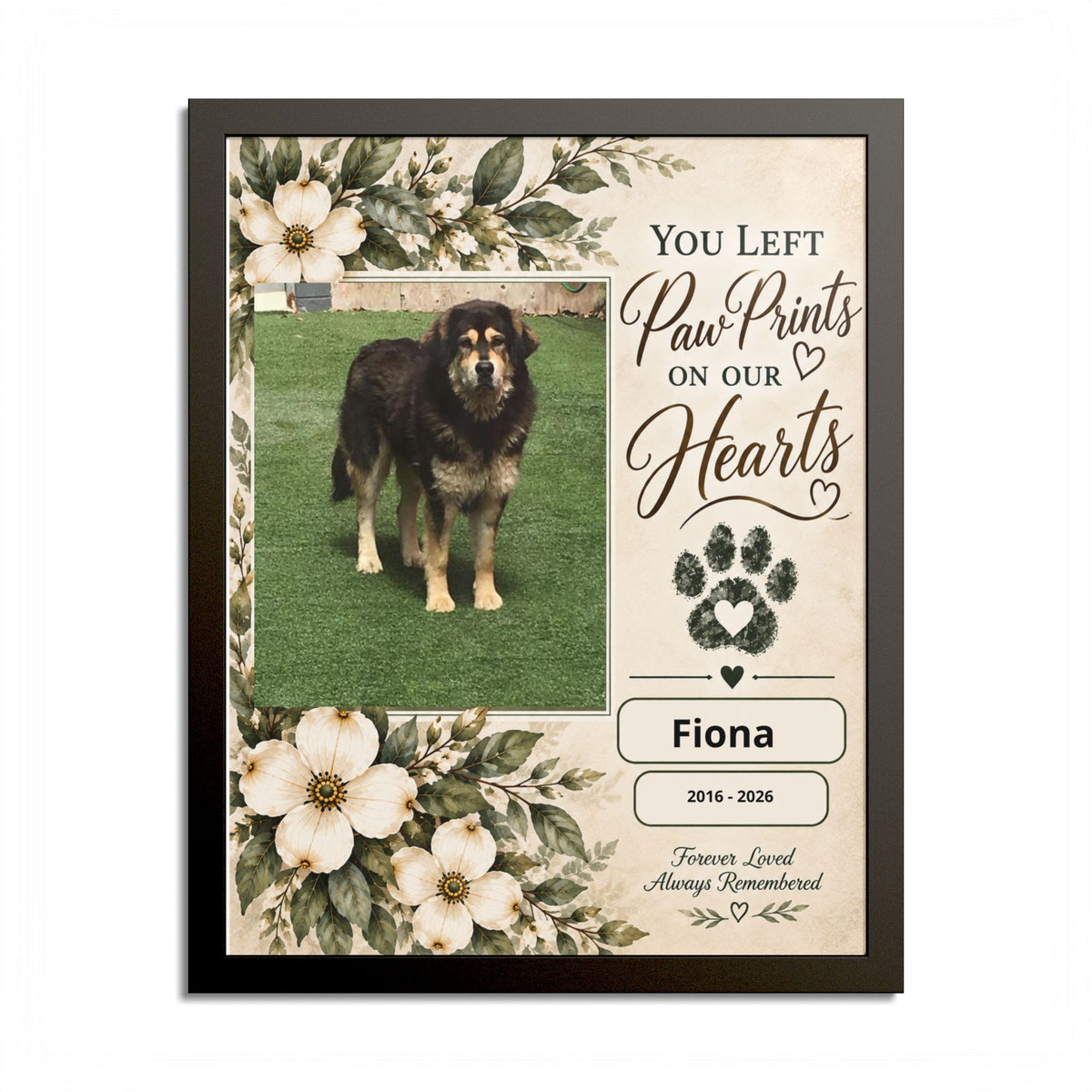 Personalized Pet Memorial Wall Art – Custom Dog or Cat Portrait, Pet Name & Dates, In Loving Memory Gift