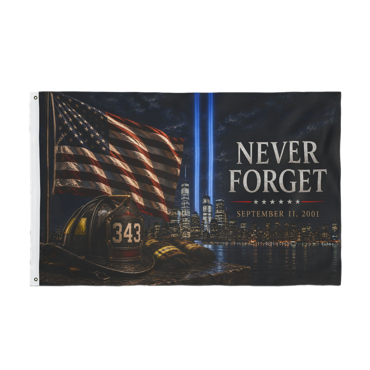Never Forget 9/11 Memorial Flag — Double-Sided Tribute Garden & Outdoor Flag
