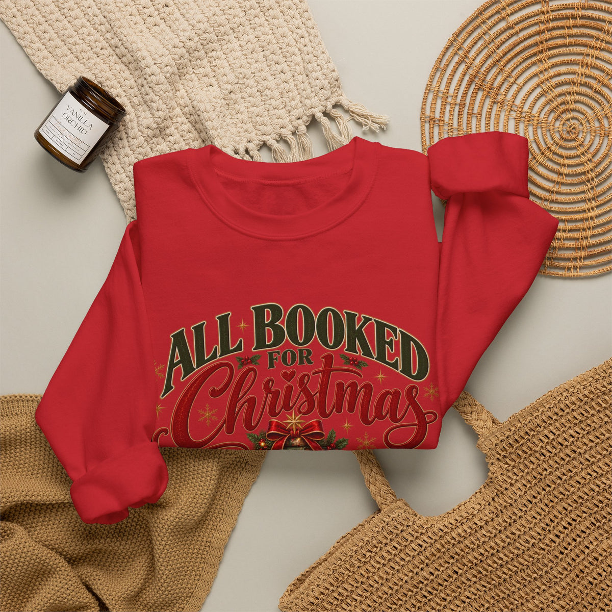 All Booked for Christmas Sweatshirt, Book Lover Christmas Sweatshirt, Bookish Christmas Gift, Reader Gift, Cozy Bookworm Pullover