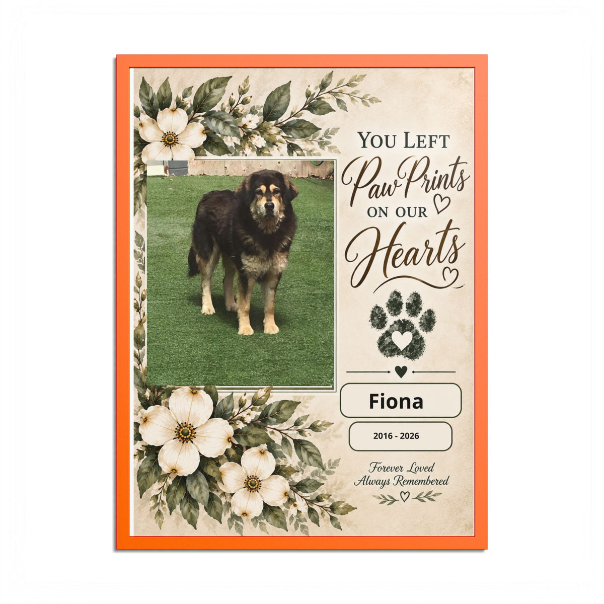 Personalized Pet Memorial Wall Art – Custom Dog or Cat Portrait, Pet Name & Dates, In Loving Memory Gift