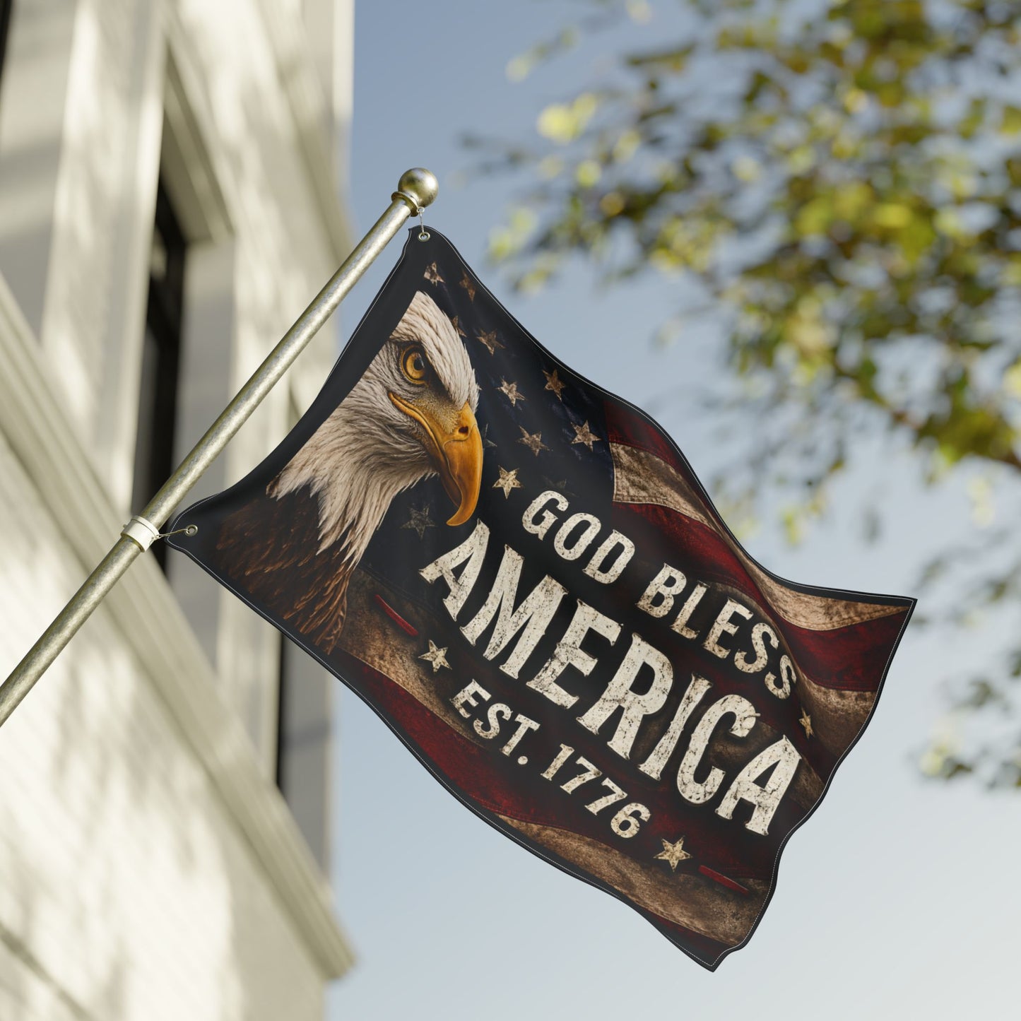 God Bless America Wall Flag – Est. 1776 Patriotic Eagle Flag