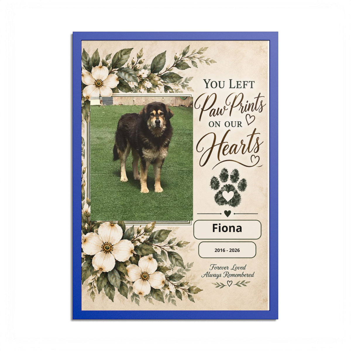 Personalized Pet Memorial Wall Art – Custom Dog or Cat Portrait, Pet Name & Dates, In Loving Memory Gift