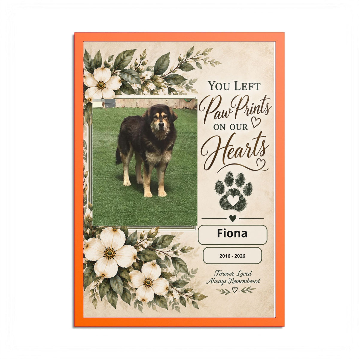 Personalized Pet Memorial Wall Art – Custom Dog or Cat Portrait, Pet Name & Dates, In Loving Memory Gift