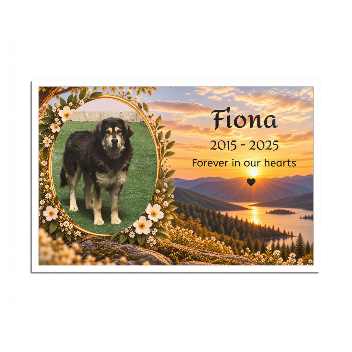 Pet Memorial Poster — Custom Name & Dates (“Forever in our hearts”)