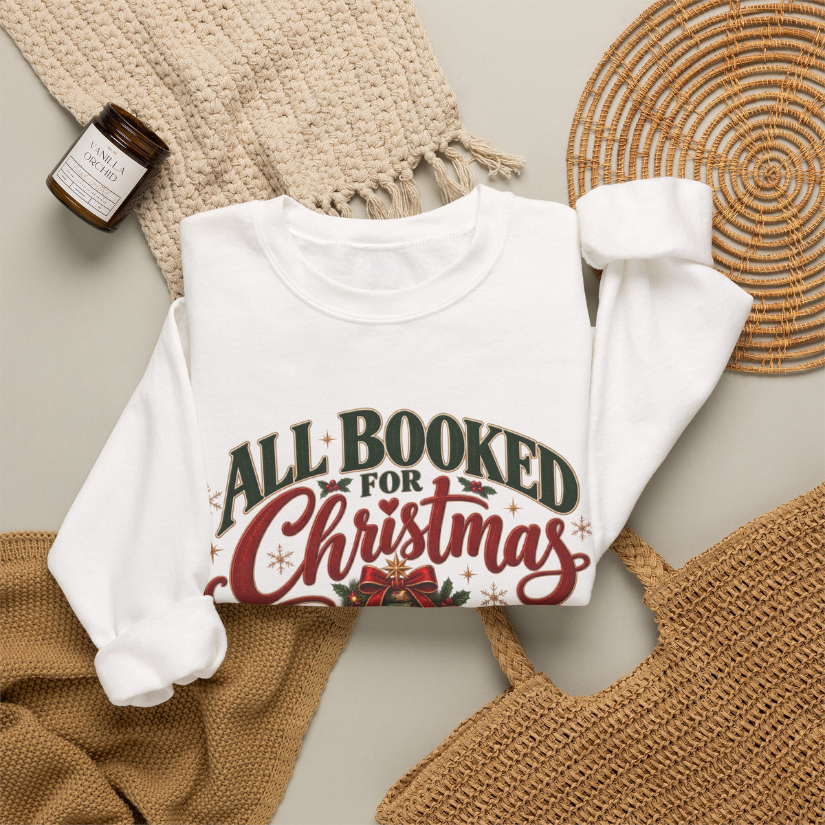 All Booked for Christmas Sweatshirt, Book Lover Christmas Sweatshirt, Bookish Christmas Gift, Reader Gift, Cozy Bookworm Pullover