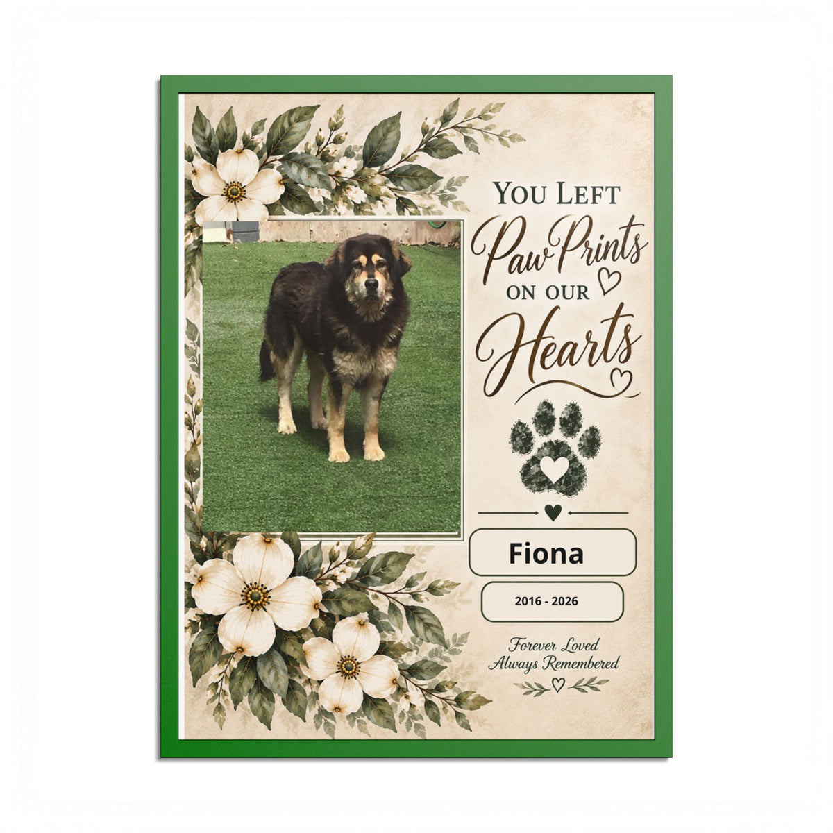 Personalized Pet Memorial Wall Art – Custom Dog or Cat Portrait, Pet Name & Dates, In Loving Memory Gift