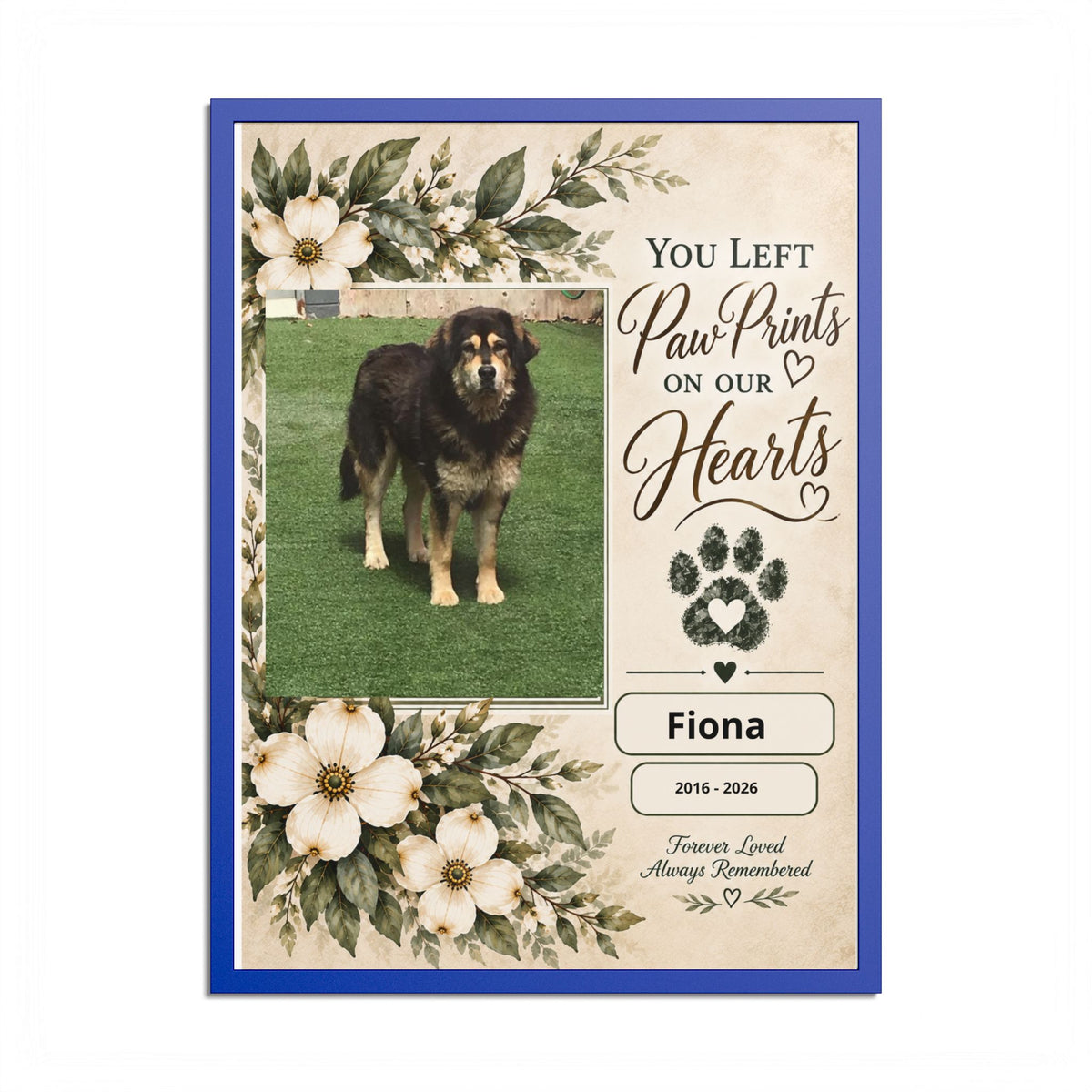 Personalized Pet Memorial Wall Art – Custom Dog or Cat Portrait, Pet Name & Dates, In Loving Memory Gift