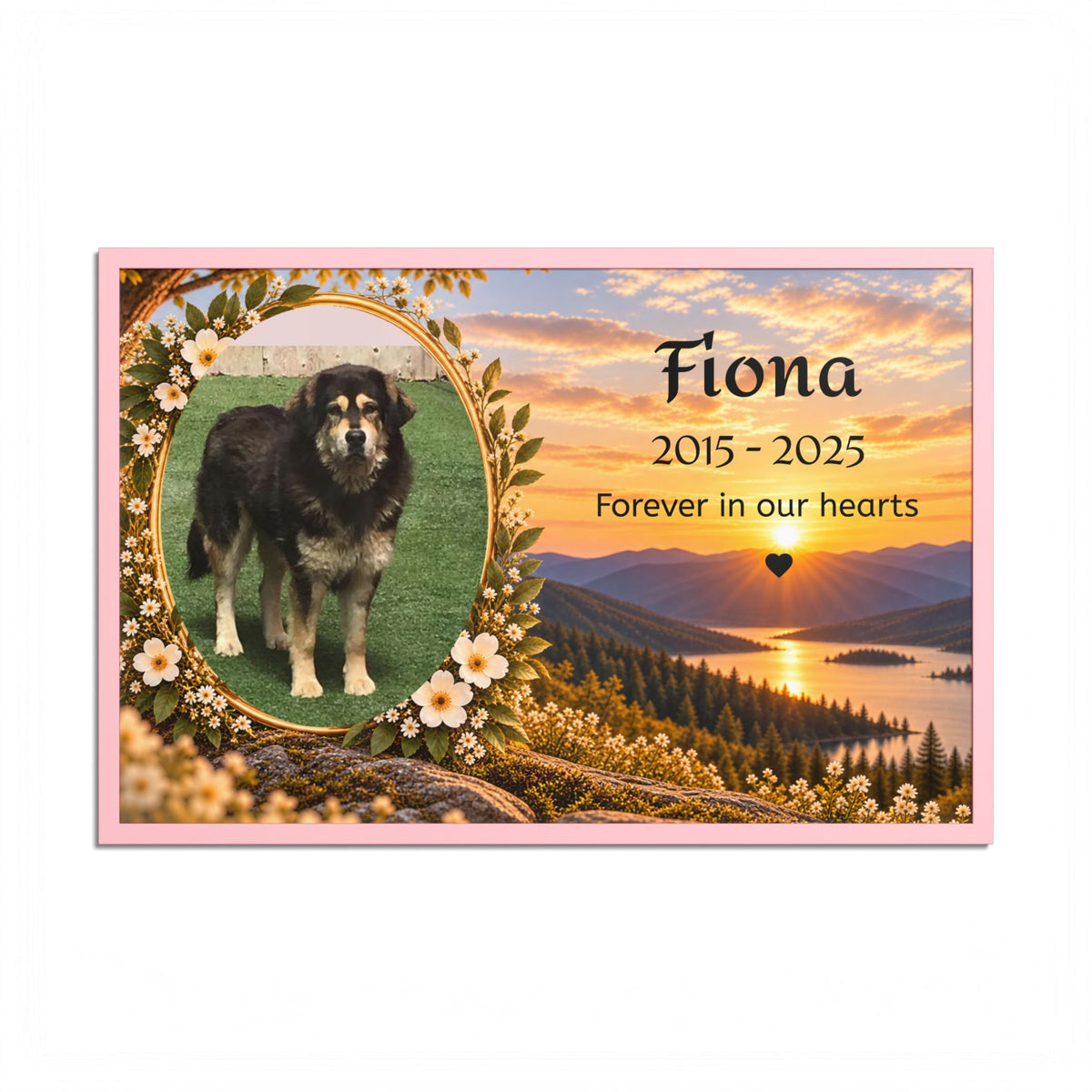 Pet Memorial Poster — Custom Name & Dates (“Forever in our hearts”)