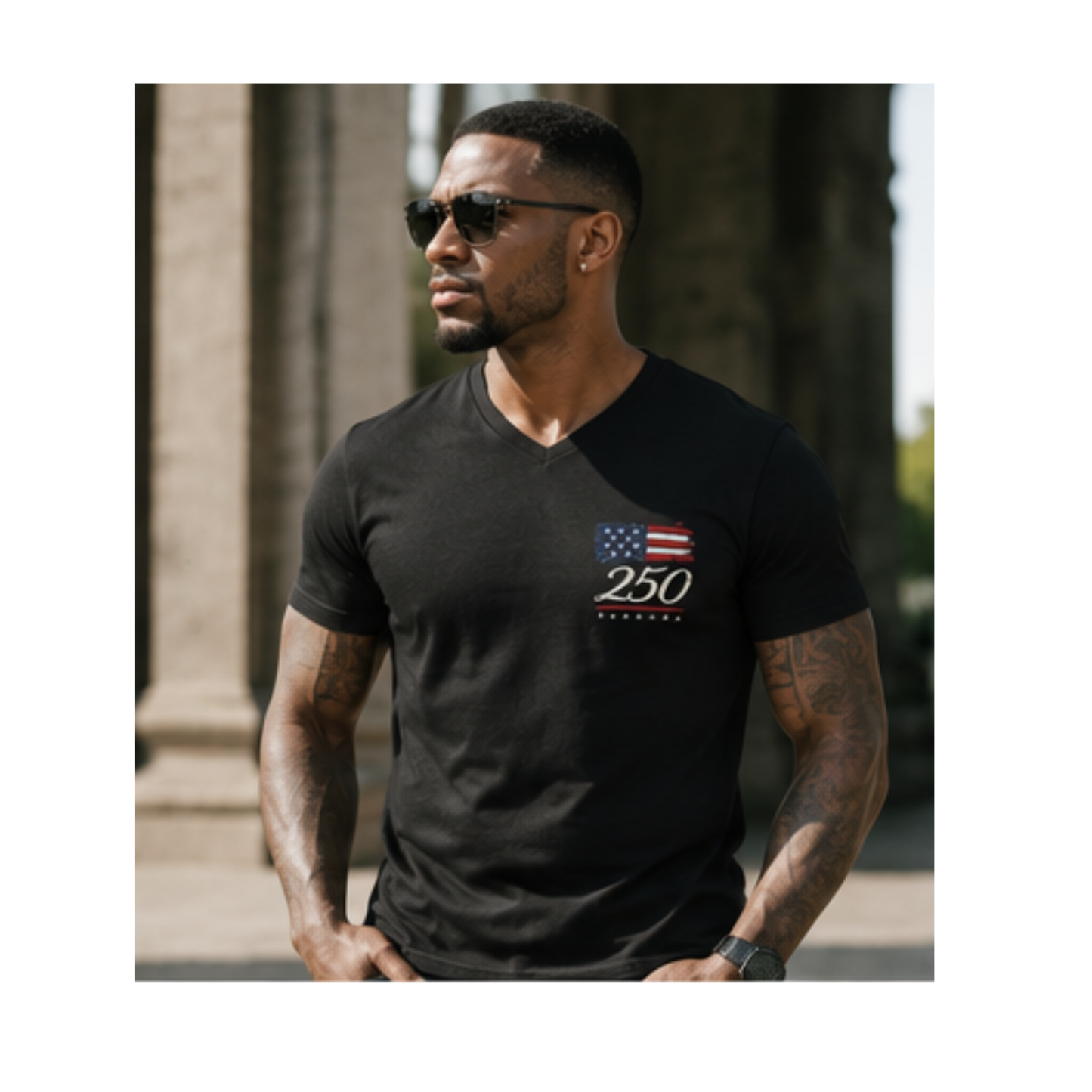 We The People 250 Anniversary V-Neck Tee — 1776–2026 Patriotic USA Celebration Shirt