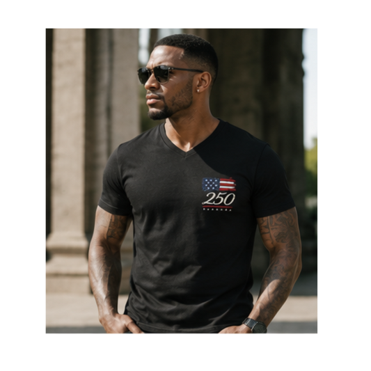 We The People 250 Anniversary V-Neck Tee — 1776–2026 Patriotic USA Celebration Shirt