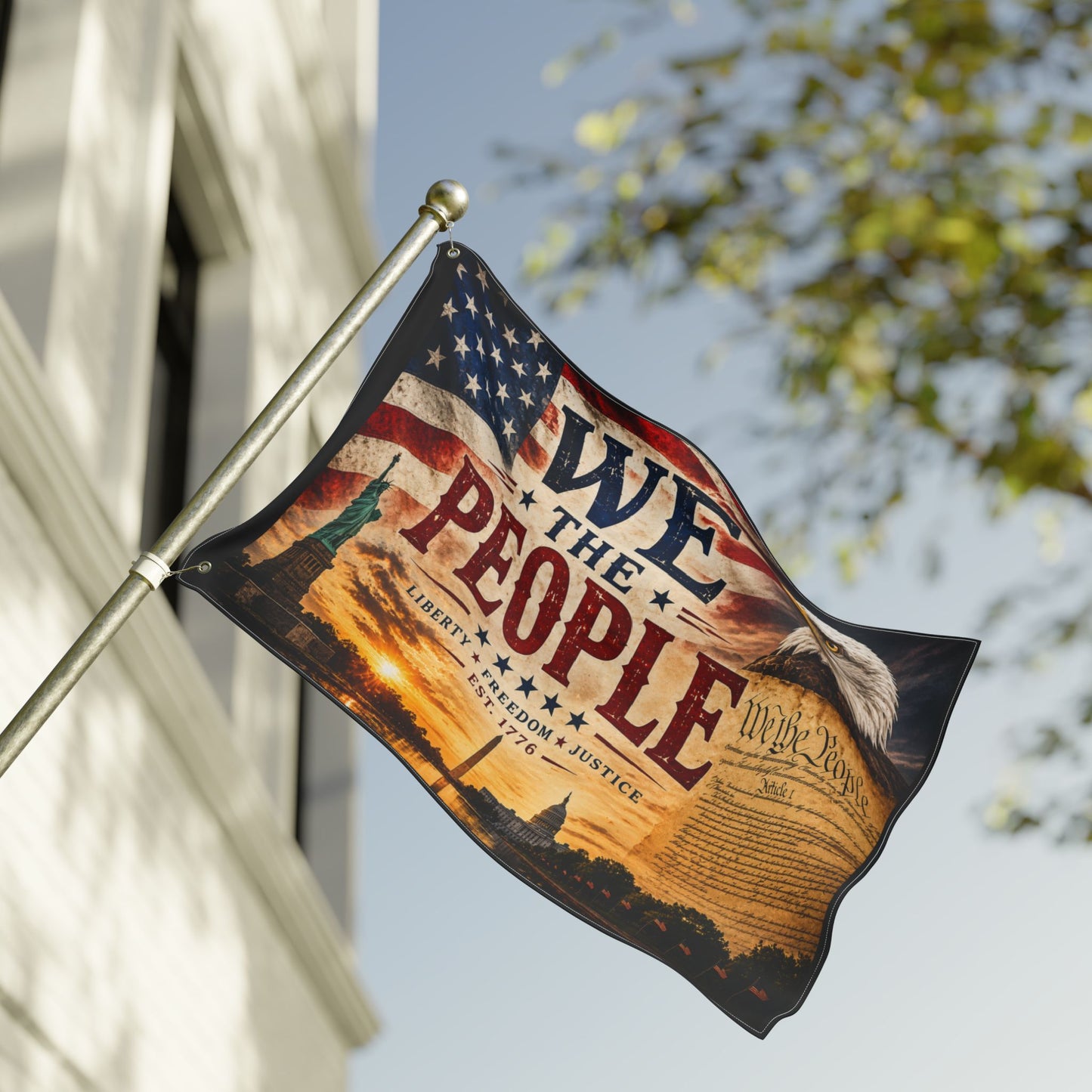 We The People Double-Sided Patriotic Flag