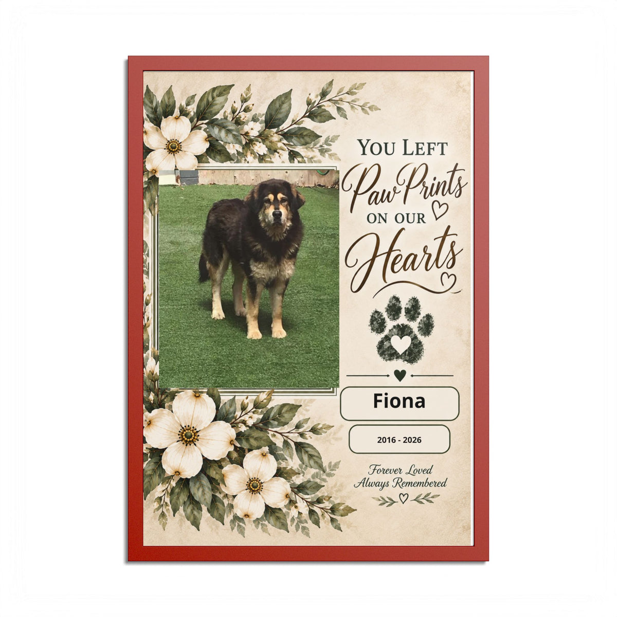 Personalized Pet Memorial Wall Art – Custom Dog or Cat Portrait, Pet Name & Dates, In Loving Memory Gift