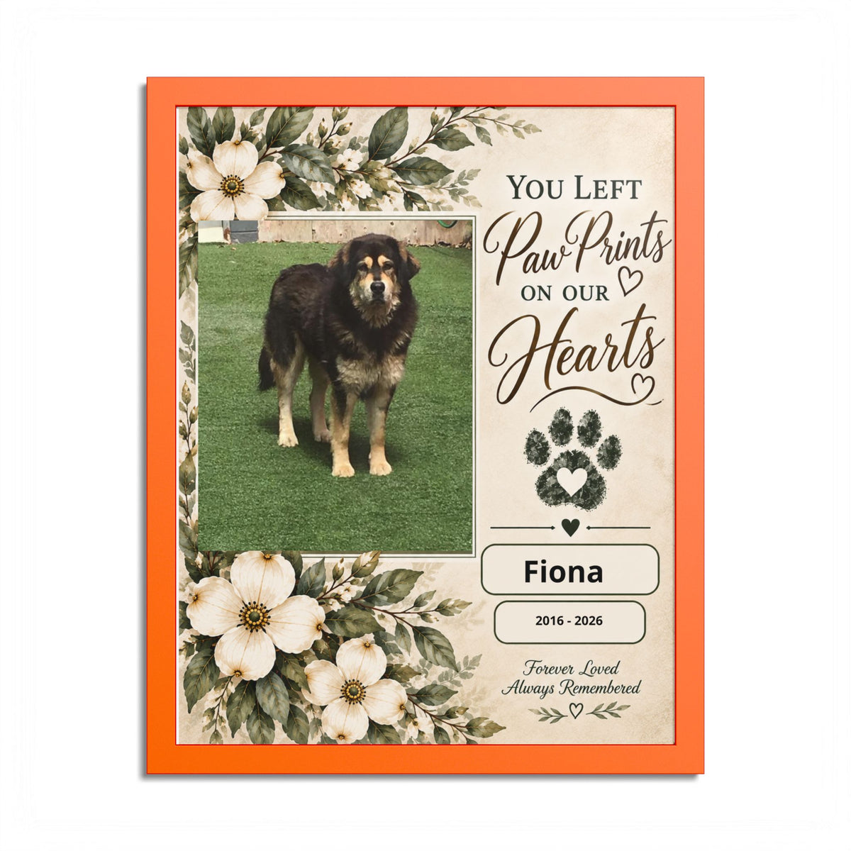 Personalized Pet Memorial Wall Art – Custom Dog or Cat Portrait, Pet Name & Dates, In Loving Memory Gift