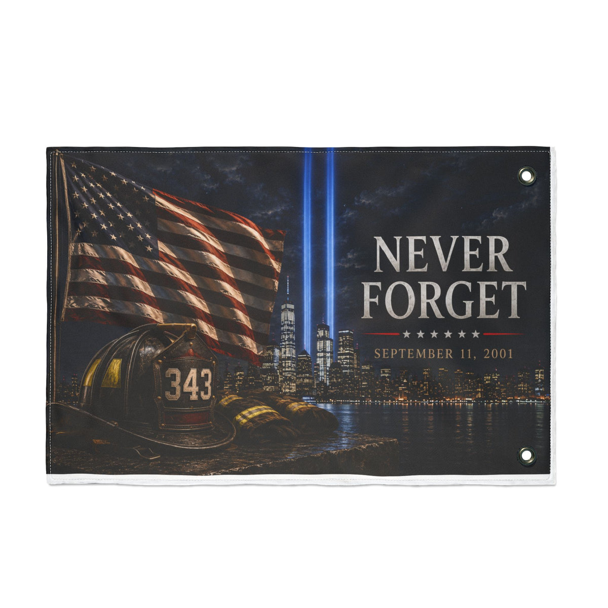 Never Forget 9/11 Memorial Flag — Double-Sided Tribute Garden & Outdoor Flag