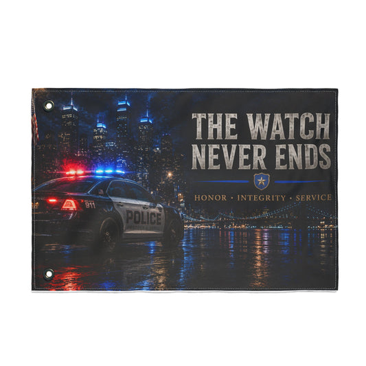 The Watch Never Ends — Police Tribute Double-Sided Memorial Flag