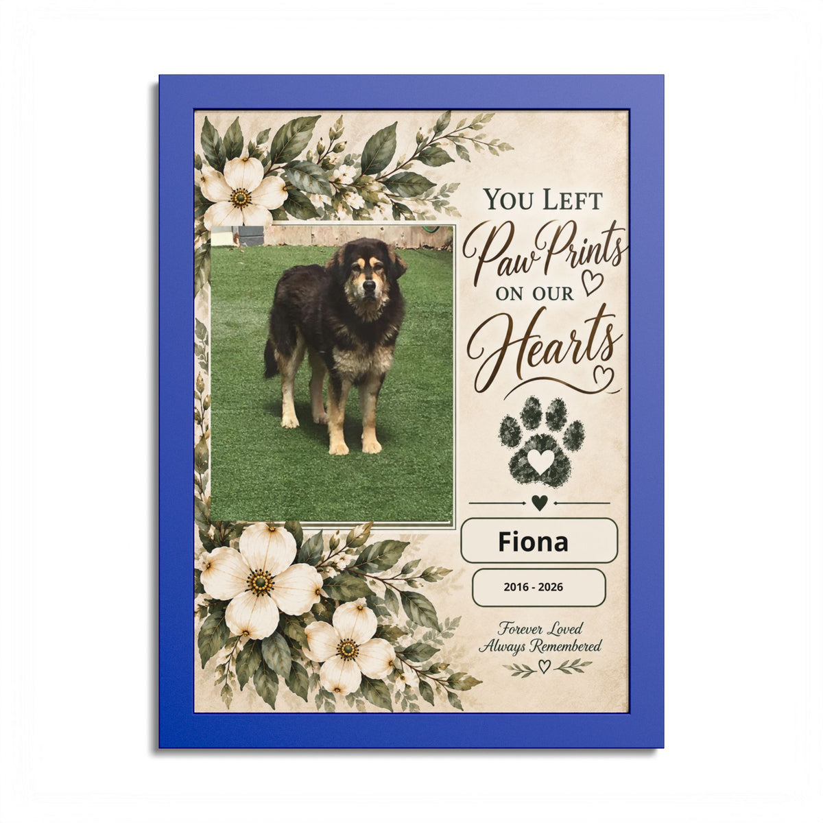 Personalized Pet Memorial Wall Art – Custom Dog or Cat Portrait, Pet Name & Dates, In Loving Memory Gift