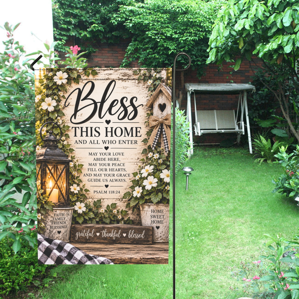 Bless This Home Garden Flag – Christian Faith Garden Flag, Religious Outdoor Decor, Farmhouse Porch Flag