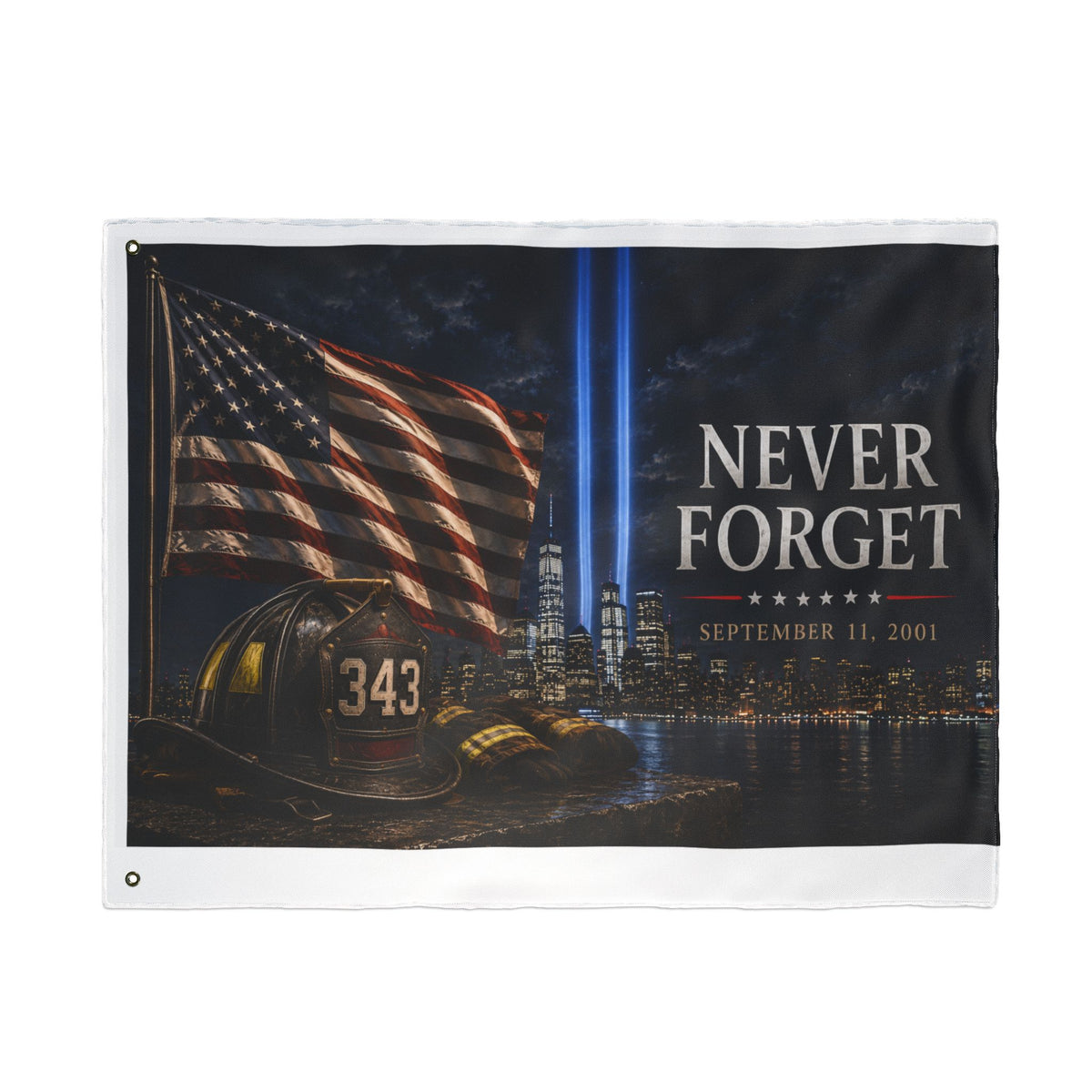 Never Forget 9/11 Memorial Flag — Double-Sided Tribute Garden & Outdoor Flag