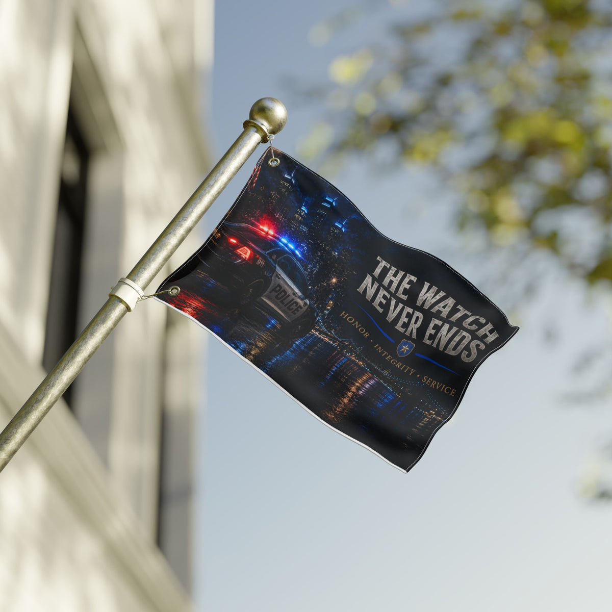 The Watch Never Ends — Police Tribute Flag