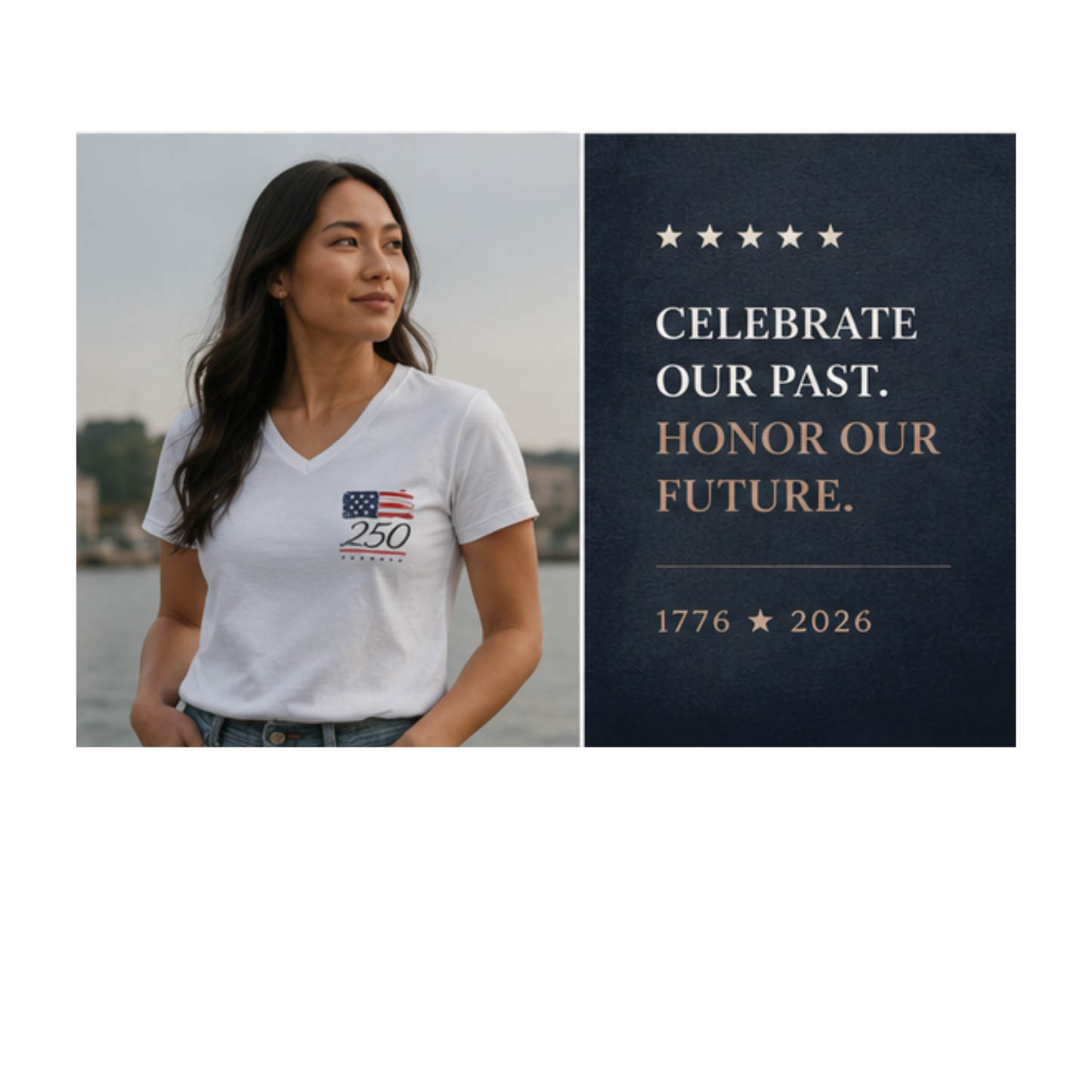 We The People 250 Anniversary V-Neck Tee — 1776–2026 Patriotic USA Celebration Shirt