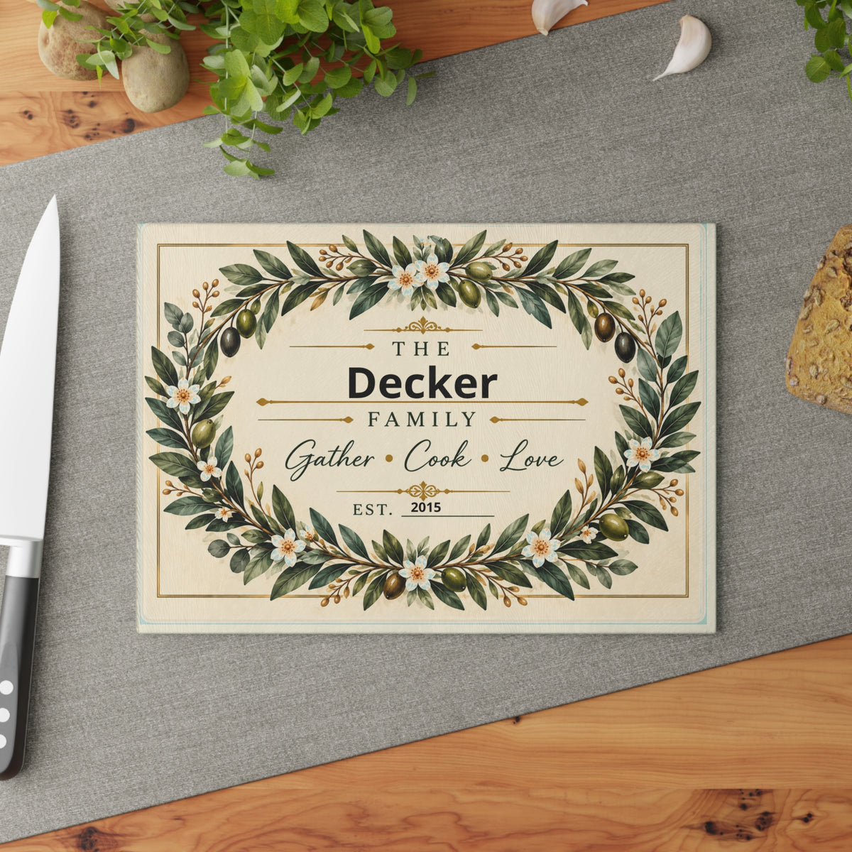 Personalized Family Cutting Board – Custom Last Name Kitchen Decor