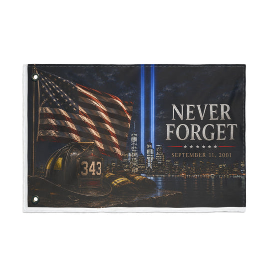 Never Forget 9/11 Memorial Flag — Double-Sided Tribute Garden & Outdoor Flag