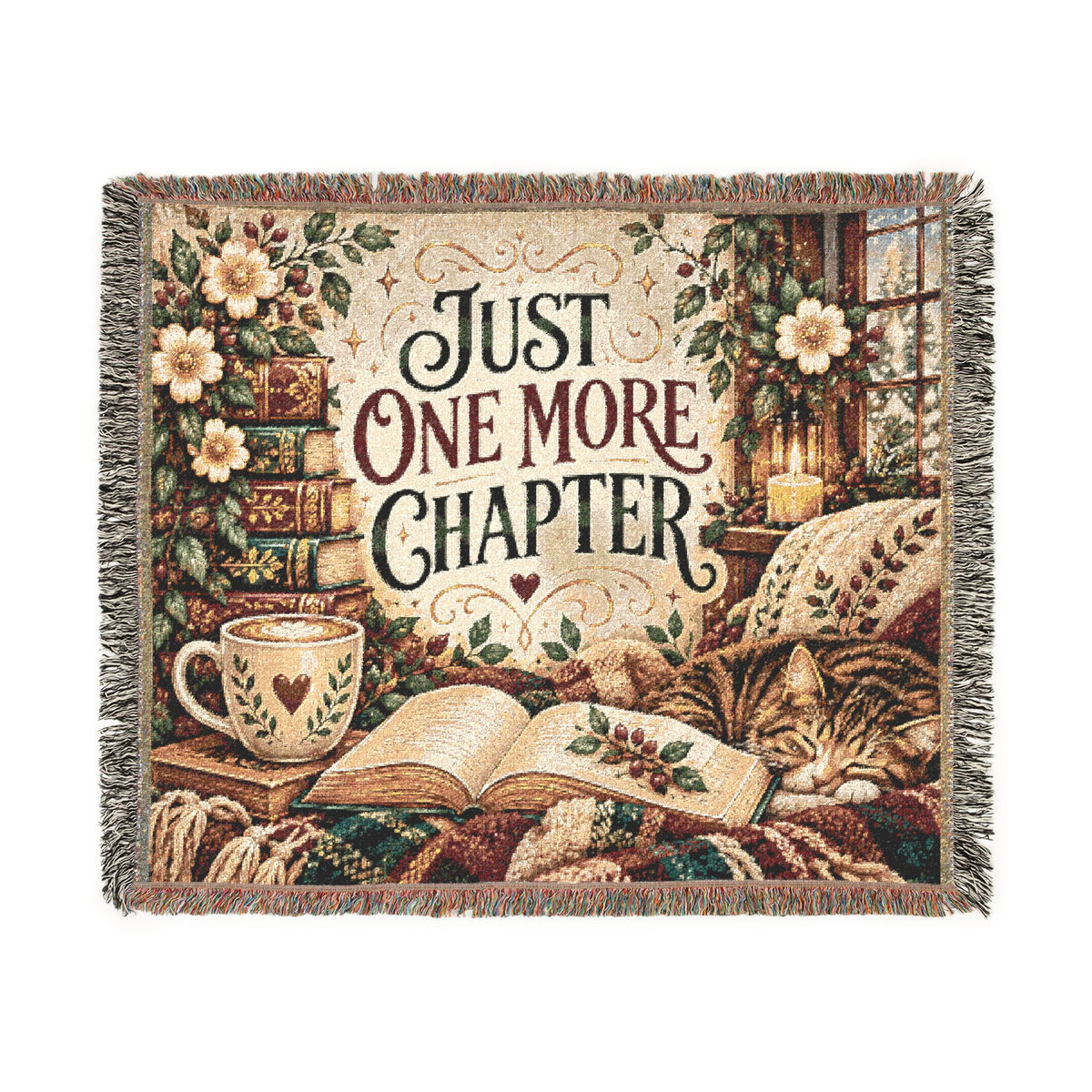Just One More Chapter Blanket, Book Lover Gift, Bookish Throw Blanket, Reader Gift, Cozy Reading Blanket, Literary Gift, Bookworm Gift