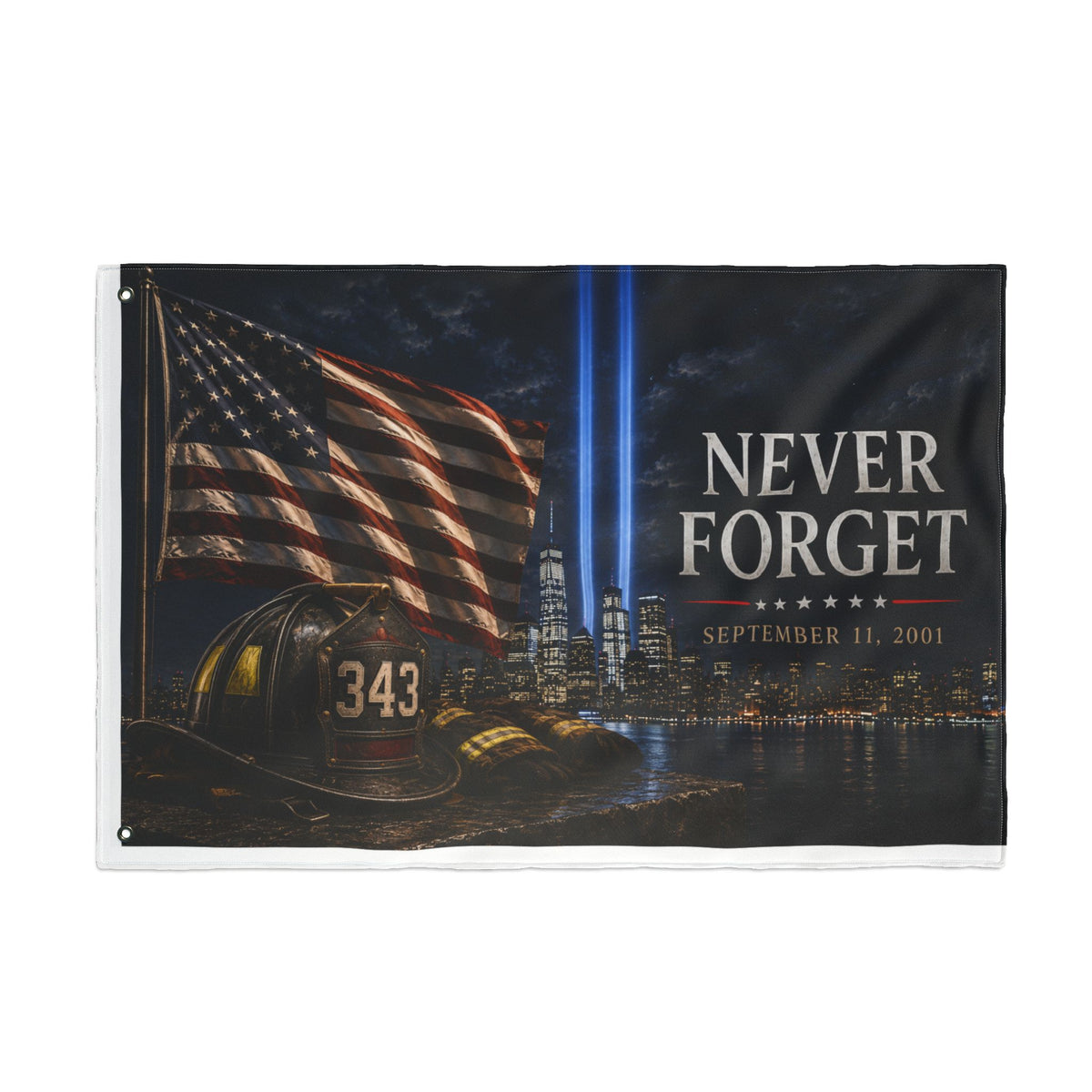 Never Forget 9/11 Memorial Flag — Double-Sided Tribute Garden & Outdoor Flag