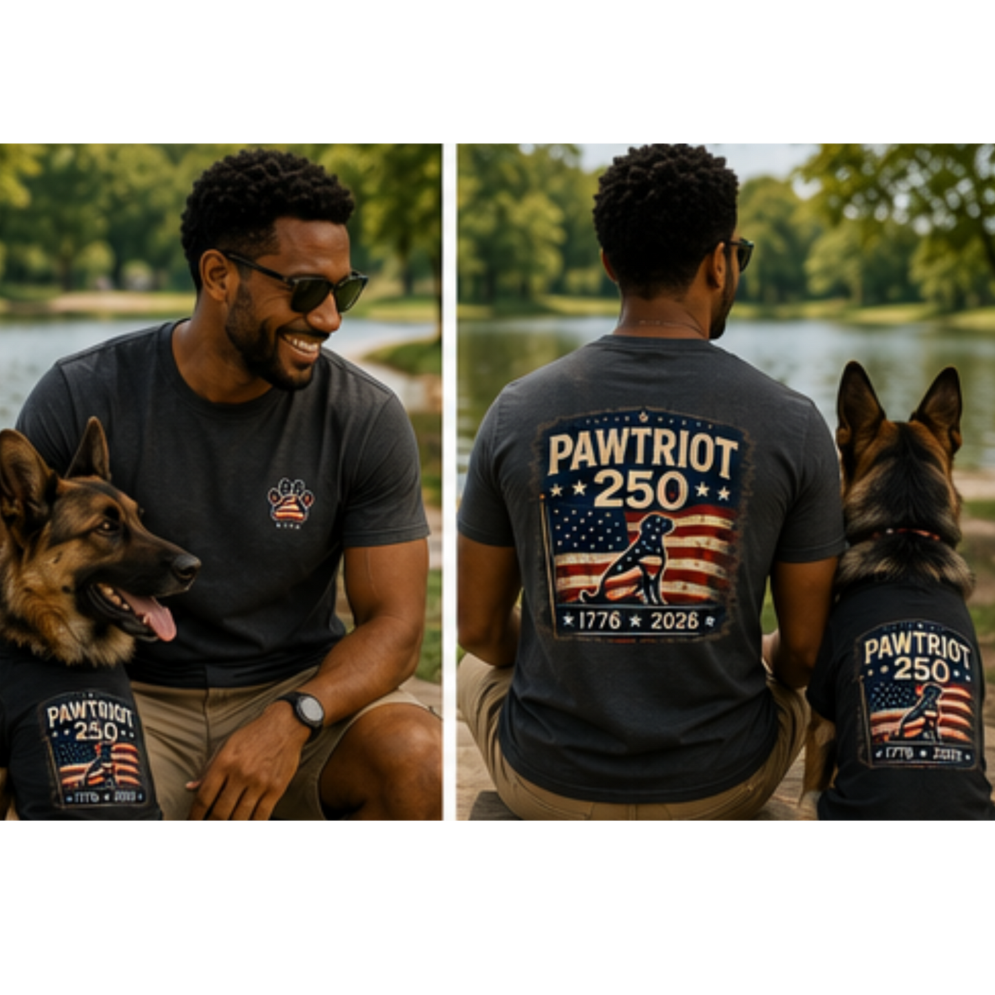 Pawtriot 250 Patriotic T-Shirt | America 250 Dog Lover Tee