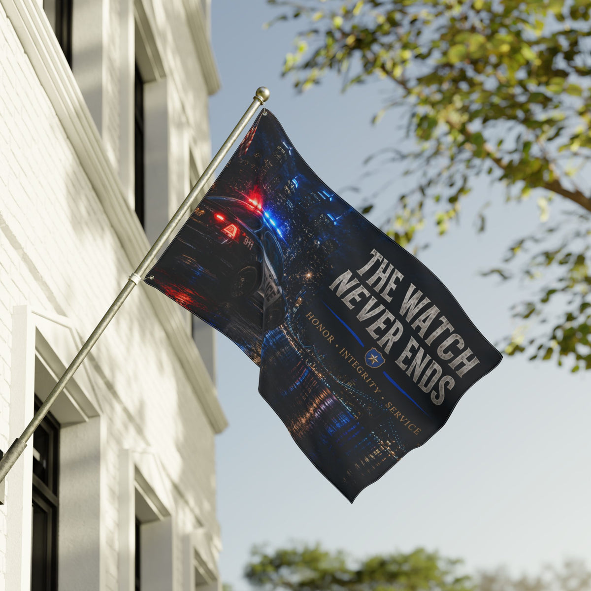The Watch Never Ends — Police Tribute Flag