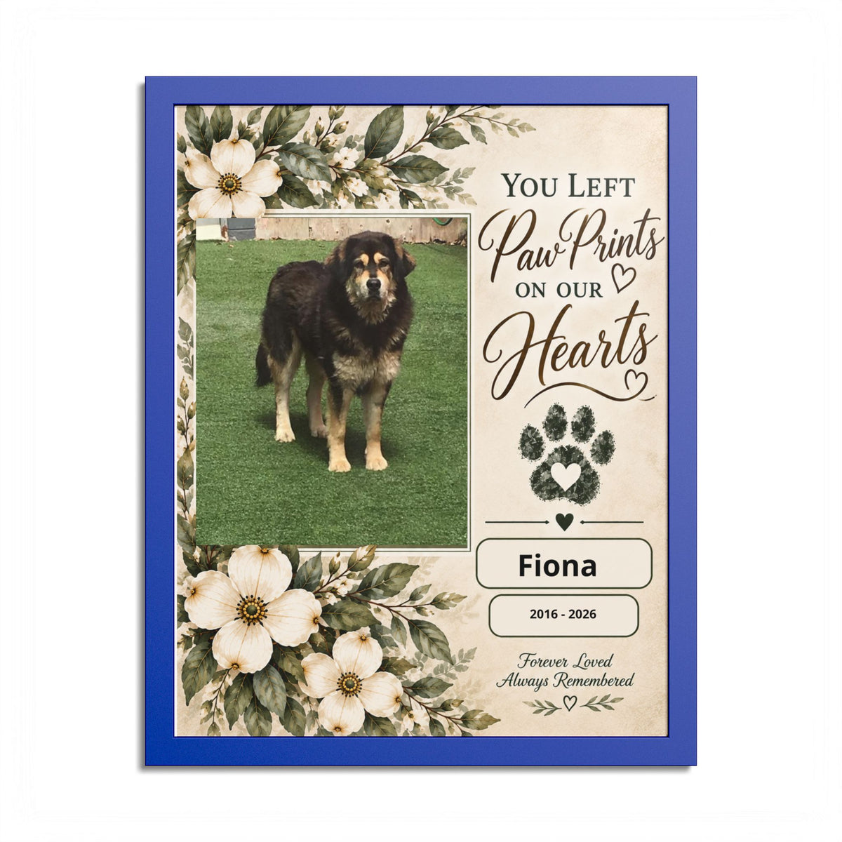 Personalized Pet Memorial Wall Art – Custom Dog or Cat Portrait, Pet Name & Dates, In Loving Memory Gift