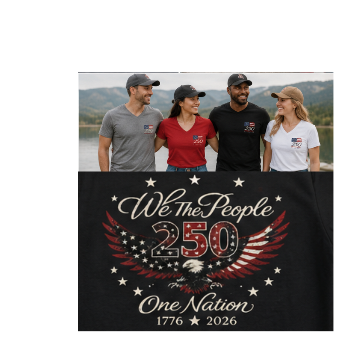 We The People 250 Anniversary V-Neck Tee — 1776–2026 Patriotic USA Celebration Shirt